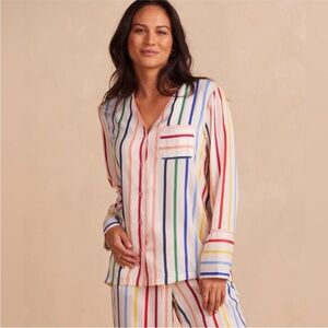 Summersalt The Cloud 9 Silky Striped Pajama Top size large lounge casual sleep